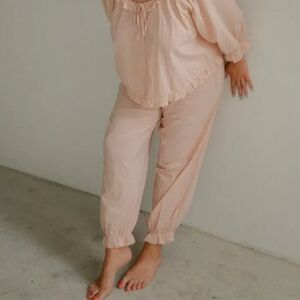 Sonderhaus OPHELIA PANTS SOFT PINK Ruffle Hemline Women's XS NWT Semi Sheer